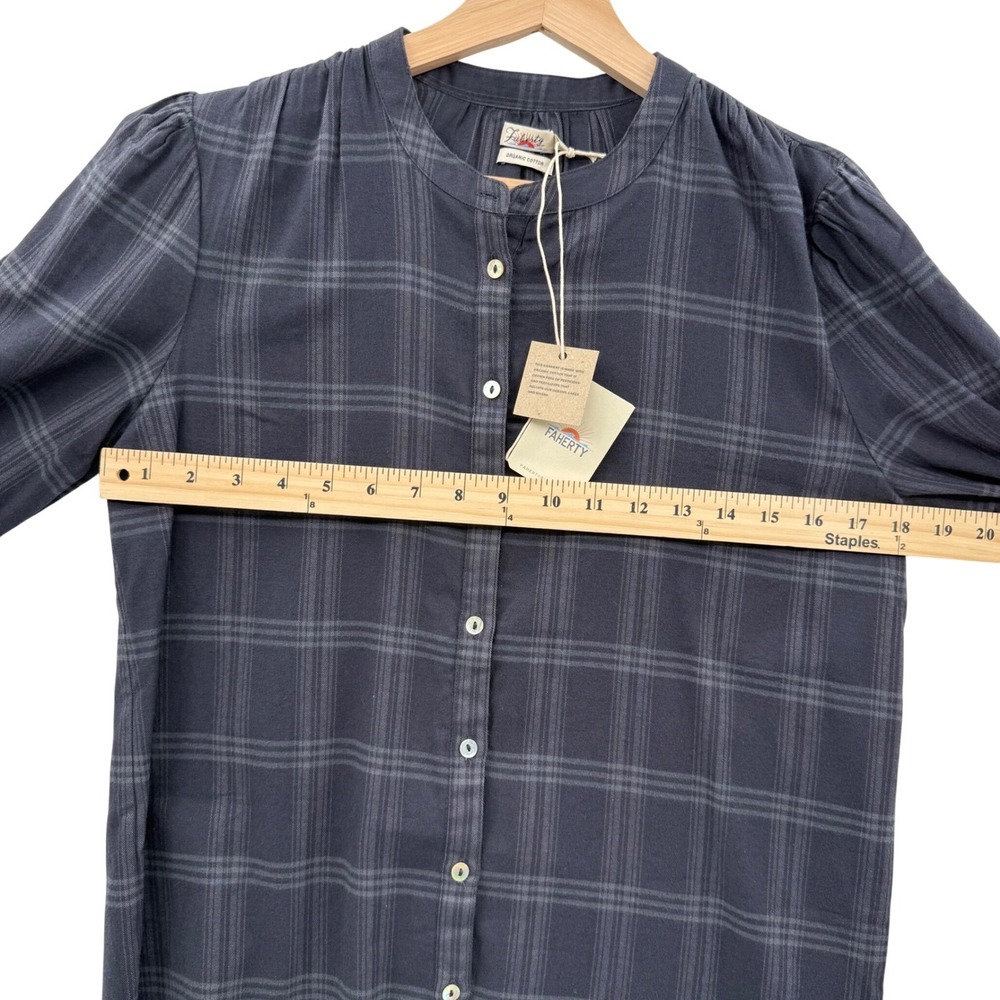 Faherty Harper Top Aspen Black Plaid Small Cottagecore Fishermancore Scandi - Picture 6 of 10